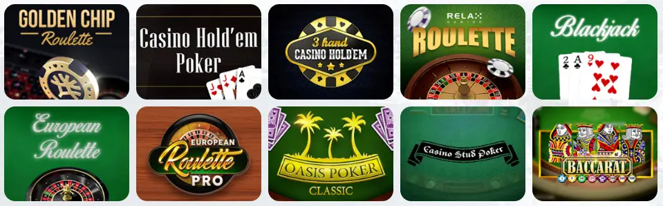 Giochi da tavolo al MAGICJACKPOT CASINO